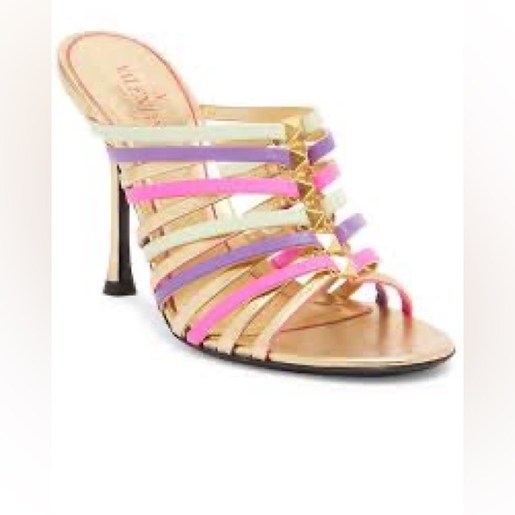 NEW! Valentino Multicolor leather Stiletto Sandals - Picture 5 of 9